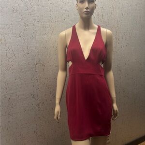 JAYGODFREY Burgundy Red Cutout Detail Dress